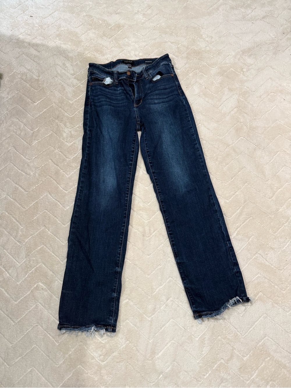 Judy Blue Dark Blue Flared Raw Hem Jeans